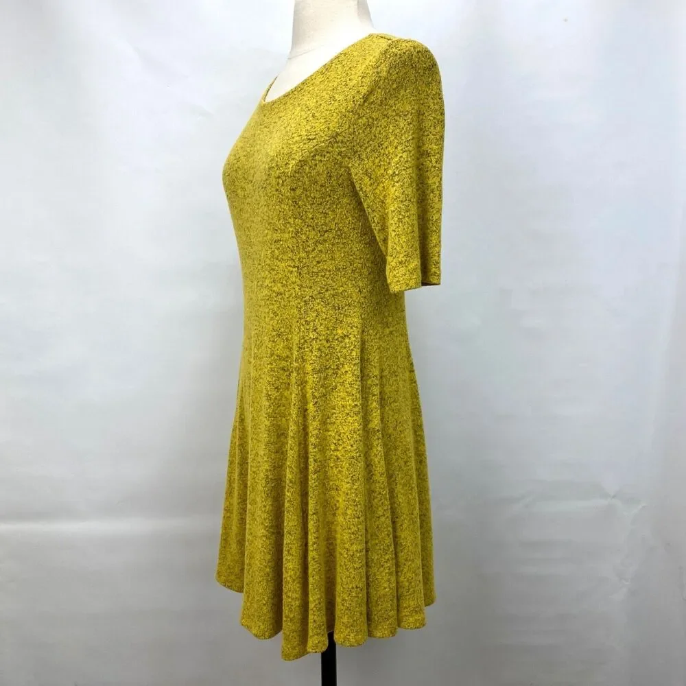 Purple Generation Womans Yellow Speckled Knit Dress Large Princess Boho Fairy